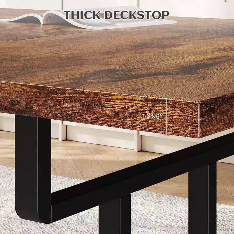 Dining Table, Rectangular Wooden Kitchen Table for 6 70.87,Industrial Farmhouse Kitchen Sets for Dining Room