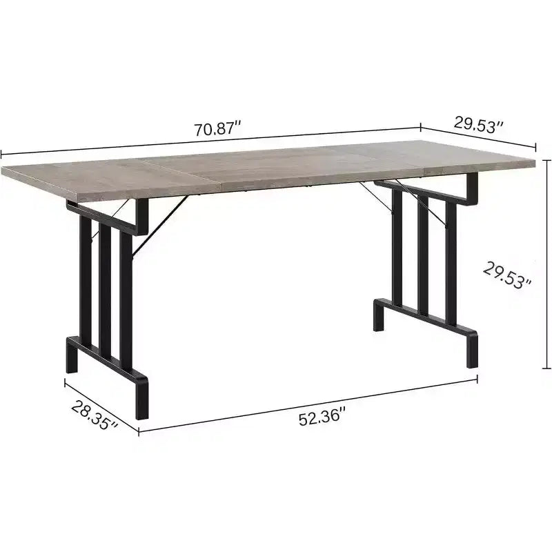 Dining Table, Rectangular Wooden Kitchen Table for 6 70.87,Industrial Farmhouse Kitchen Sets for Dining Room