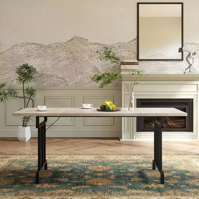 Dining Table, Rectangular Wooden Kitchen Table for 6 70.87,Industrial Farmhouse Kitchen Sets for Dining Room