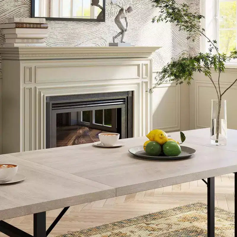 Dining Table, Rectangular Wooden Kitchen Table for 6 70.87,Industrial Farmhouse Kitchen Sets for Dining Room