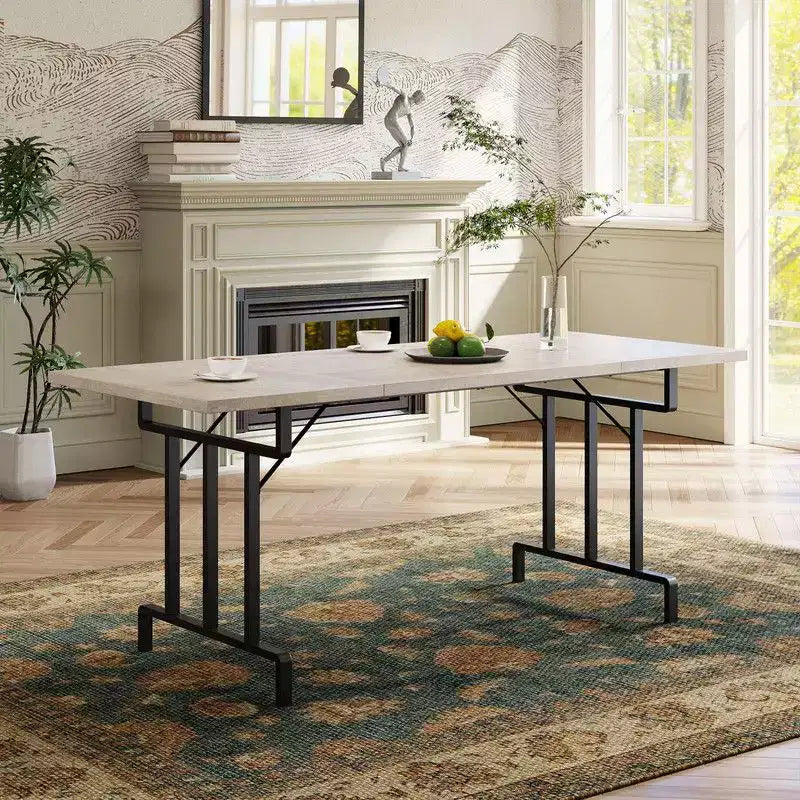 Dining Table, Rectangular Wooden Kitchen Table for 6 70.87,Industrial Farmhouse Kitchen Sets for Dining Room