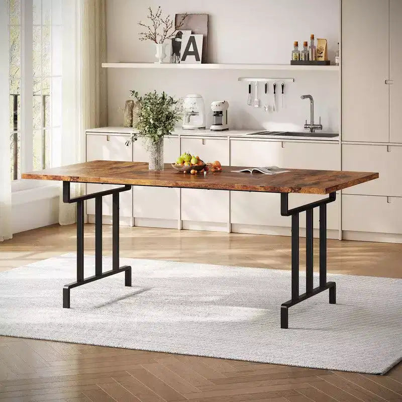Dining Table, Rectangular Wooden Kitchen Table for 6 70.87,Industrial Farmhouse Kitchen Sets for Dining Room