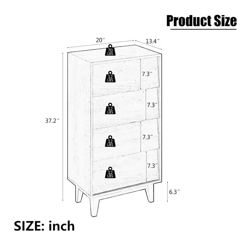 Peg Wood Bevel Design Drawer Dresser