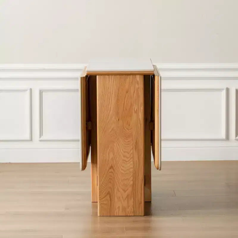 Agatha Modern Solid Wood 4-6 People Folding Table with Rock Slab Top