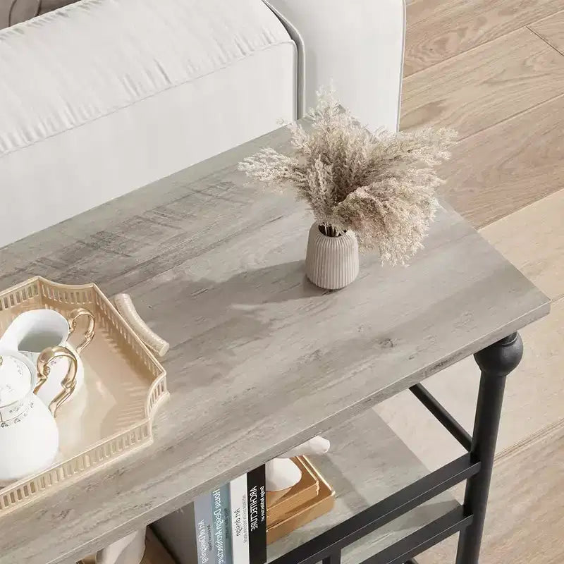 43 Farmhouse Entryway Console Table with 3-Tier Open Storage, Narrow Sofa Table for Hallway Living Room