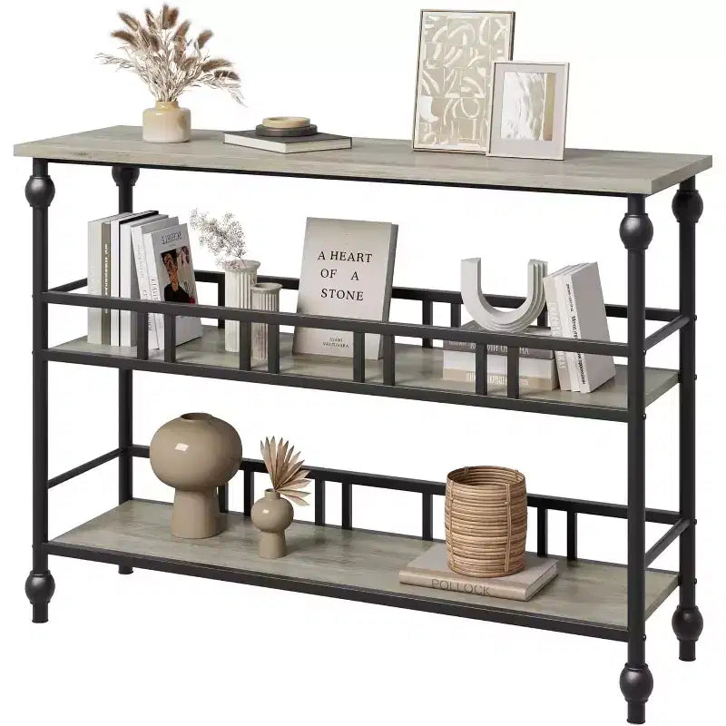 COZONY 43 Farmhouse Entryway Console Table with 3-Tier Open Storage, Narrow Sofa Table for Hallway Living Room