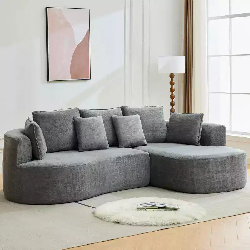 106 Modern Curved Sectional Cloud Sofa with Chaise Lounge, Modular Chenille Fabric Sleeper Couch, No Assembly Required