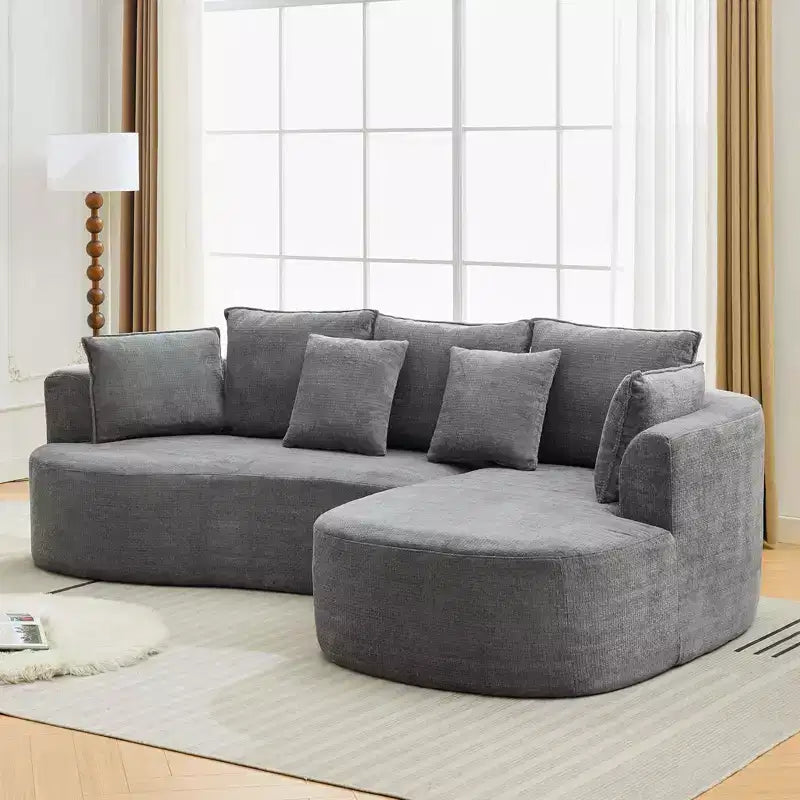 106 Modern Curved Sectional Cloud Sofa with Chaise Lounge, Modular Chenille Fabric Sleeper Couch, No Assembly Required
