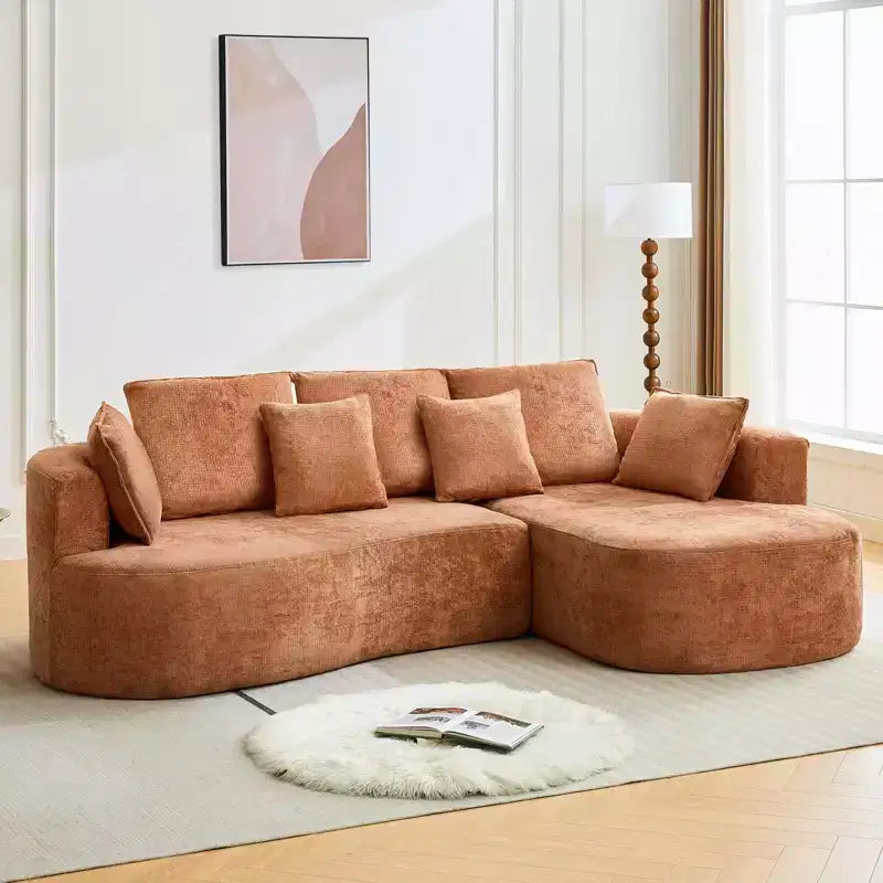 106 Modern Curved Sectional Cloud Sofa with Chaise Lounge, Modular Chenille Fabric Sleeper Couch, No Assembly Required