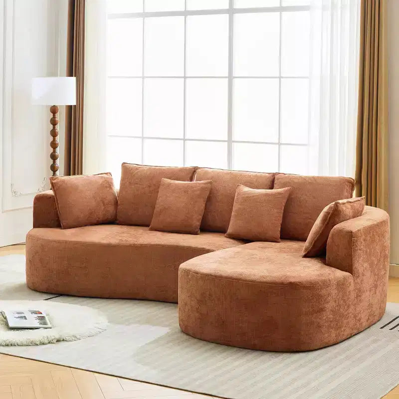 106 Modern Curved Sectional Cloud Sofa with Chaise Lounge, Modular Chenille Fabric Sleeper Couch, No Assembly Required