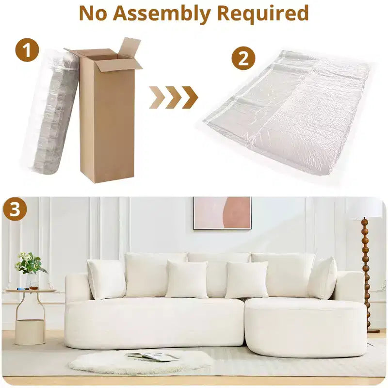 106 Modern Curved Sectional Cloud Sofa with Chaise Lounge, Modular Chenille Fabric Sleeper Couch, No Assembly Required