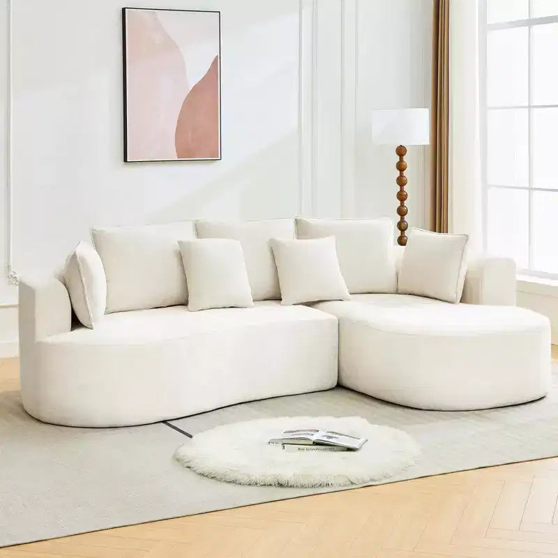 106 Modern Curved Sectional Cloud Sofa with Chaise Lounge, Modular Chenille Fabric Sleeper Couch, No Assembly Required