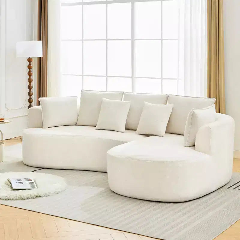 106 Modern Curved Sectional Cloud Sofa with Chaise Lounge, Modular Chenille Fabric Sleeper Couch, No Assembly Required