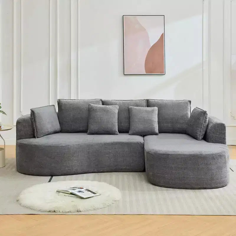 106 Modern Curved Sectional Cloud Sofa with Chaise Lounge, Modular Chenille Fabric Sleeper Couch, No Assembly Required