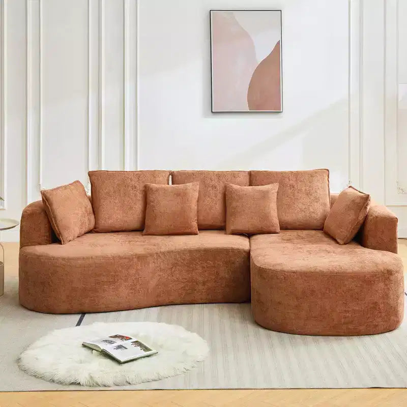 106 Modern Curved Sectional Cloud Sofa with Chaise Lounge, Modular Chenille Fabric Sleeper Couch, No Assembly Required
