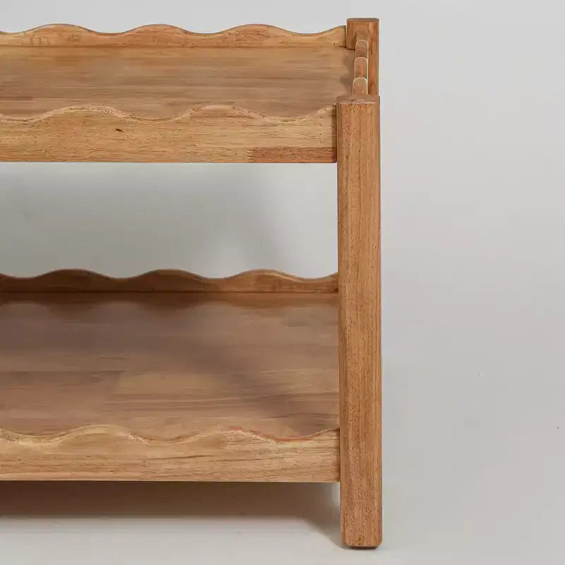 Connie Modern 43 Rubber Wood 2-Tier Coffee Table with Open Storage Shelf