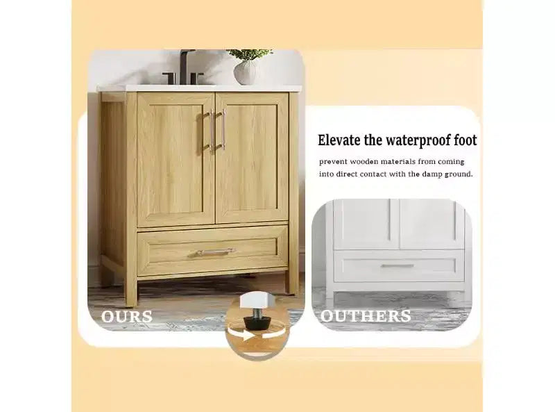 Small Bathroom Vanity with Sink Freestanding Bath Vanity Cabinet with Soft Closing Door Adjustable Storage Shelf Space Saving for Apartment