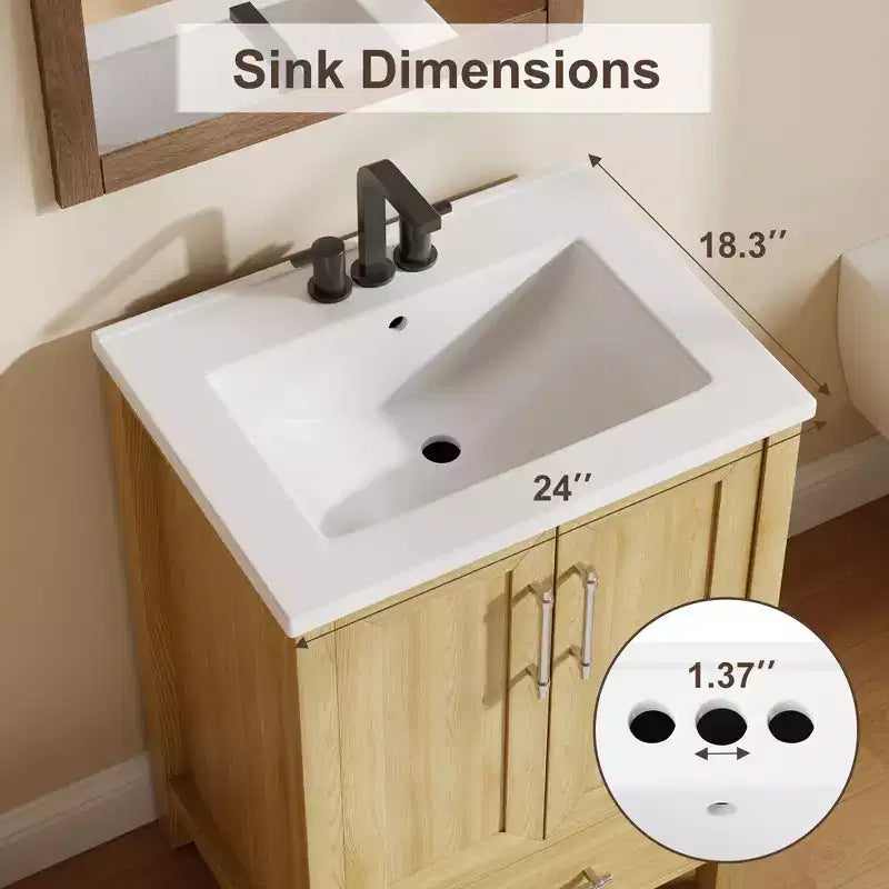 Small Bathroom Vanity with Sink Freestanding Bath Vanity Cabinet with Soft Closing Door Adjustable Storage Shelf Space Saving for Apartment