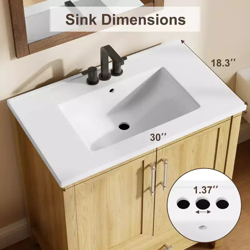 Small Bathroom Vanity with Sink Freestanding Bath Vanity Cabinet with Soft Closing Door Adjustable Storage Shelf Space Saving for Apartment