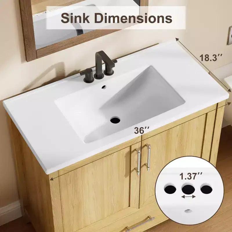 Small Bathroom Vanity with Sink Freestanding Bath Vanity Cabinet with Soft Closing Door Adjustable Storage Shelf Space Saving for Apartment