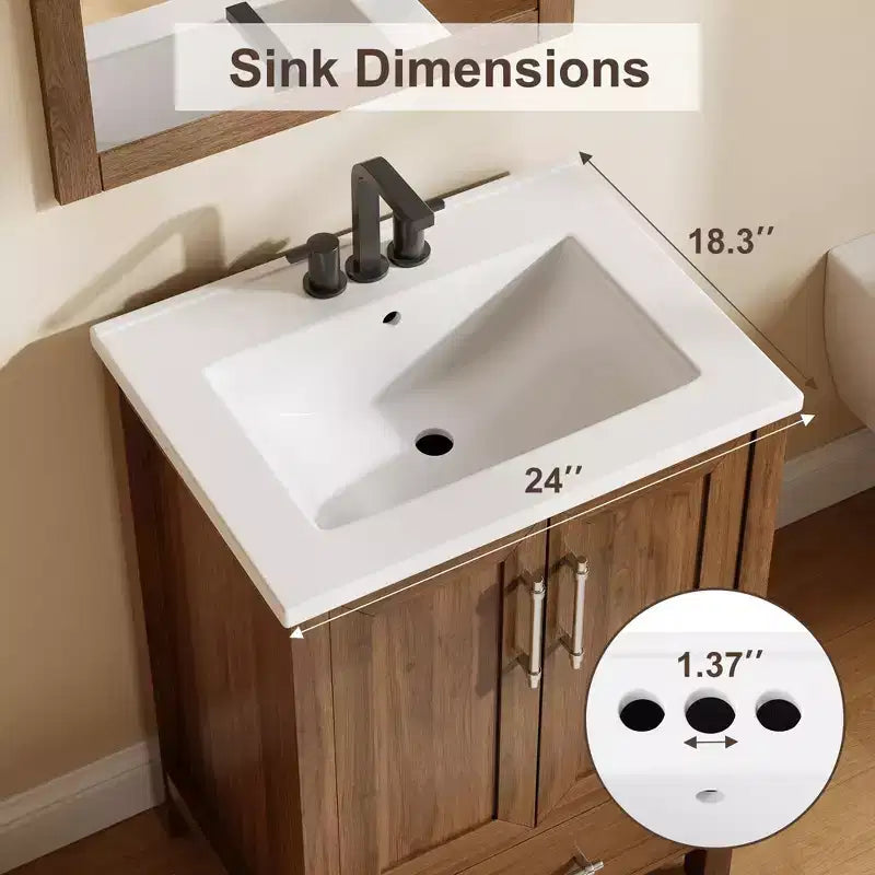 Small Bathroom Vanity with Sink Freestanding Bath Vanity Cabinet with Soft Closing Door Adjustable Storage Shelf Space Saving for Apartment