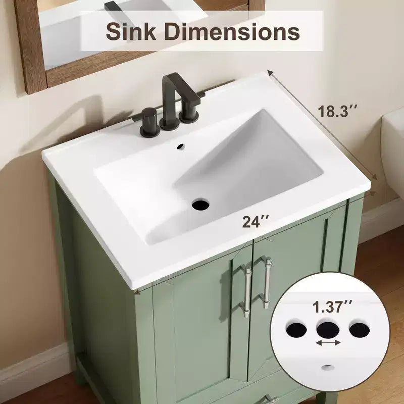 Small Bathroom Vanity with Sink Freestanding Bath Vanity Cabinet with Soft Closing Door Adjustable Storage Shelf Space Saving for Apartment