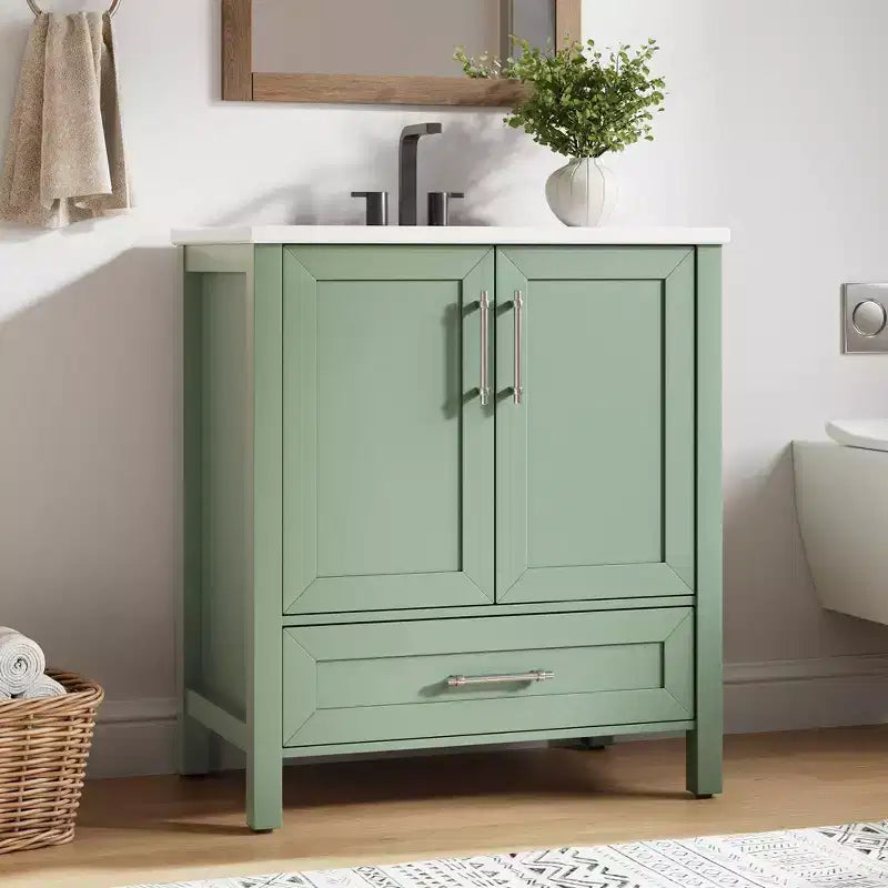 Small Bathroom Vanity with Sink Freestanding Bath Vanity Cabinet with Soft Closing Door Adjustable Storage Shelf Space Saving for Apartment