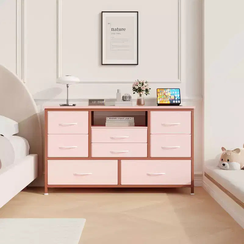 8-Drawer Dresser TV Stand with Built-in Power Outlet & 20-Color LED Lights, Wide Storage Chest for TVs Up to 50 Inches
