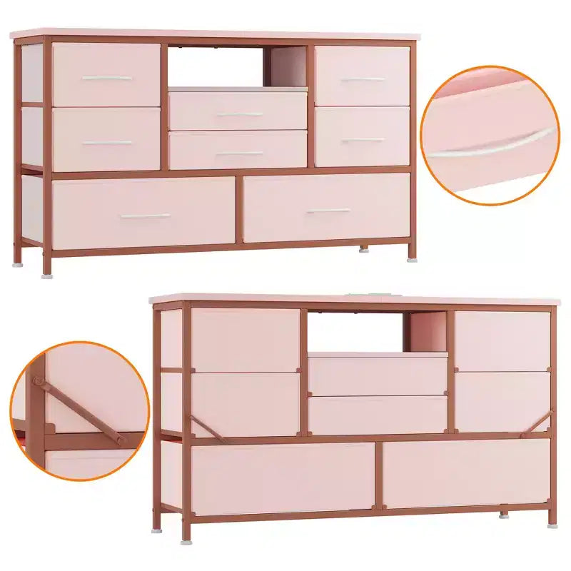 8-Drawer Dresser TV Stand with Built-in Power Outlet & 20-Color LED Lights, Wide Storage Chest for TVs Up to 50 Inches