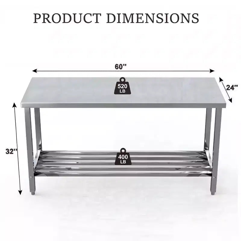 Stainless Steel Folding Prep Table, Heavy Duty Commercial Work Table with Adjustable Undershelf for Restaurant, Kitchen, Food Service, Space-Saving