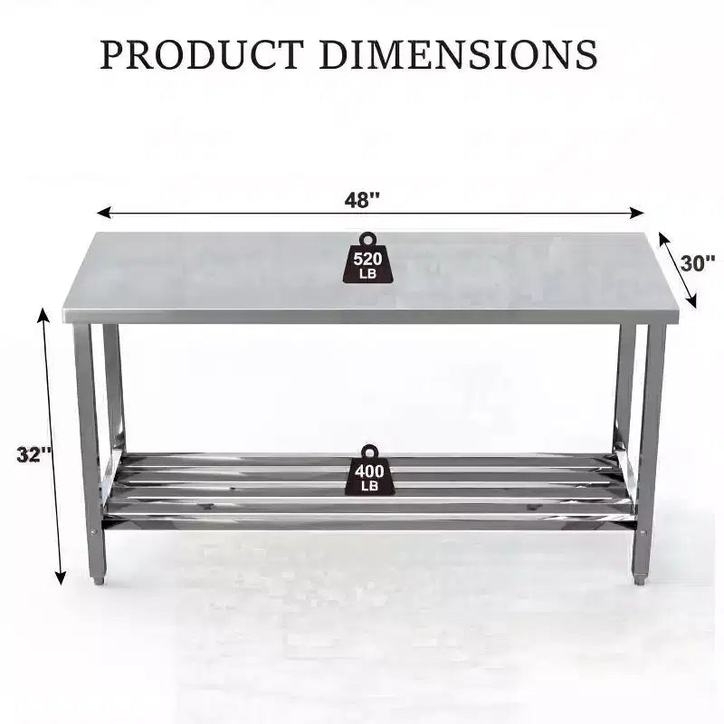 Stainless Steel Folding Prep Table, Heavy Duty Commercial Work Table with Adjustable Undershelf for Restaurant, Kitchen, Food Service, Space-Saving