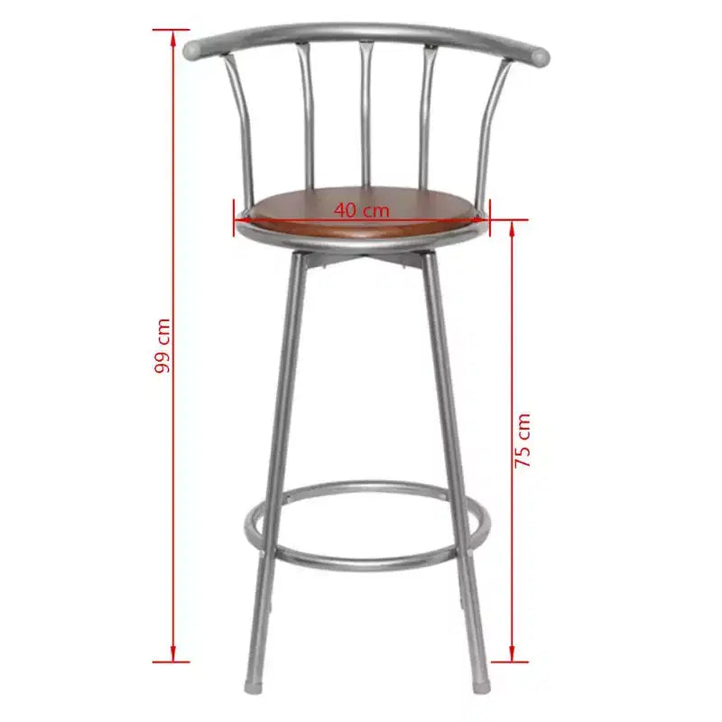 Bar Stool Set of 2 Brown MDF, Steel Standard Swivel Bar Stool