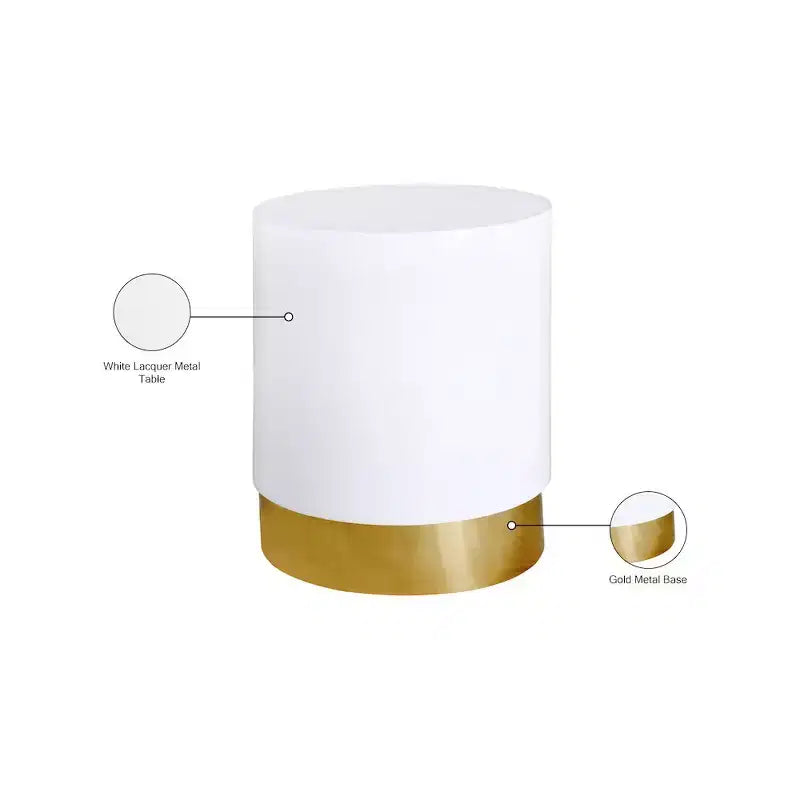 Deco White/Gold End Table