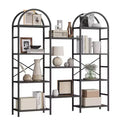 Triple Arched Bookshelf, 4 Tier Freestanding Open Bookcase with Metal Frame, Industrial Display Storage Shelf for Living Room, Home Office