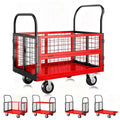 High load capacity 816kg, multi-functional folding trolley - with cage - 360-degree swivel casters - platform truck