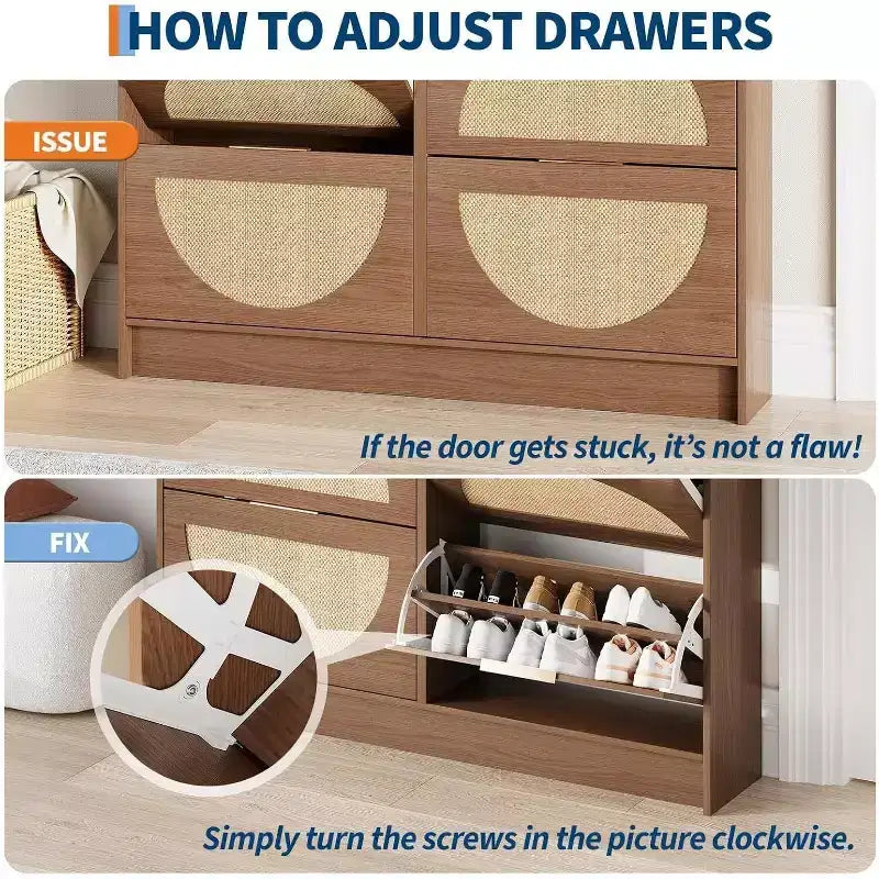 4 Turn Over Drawers Freestanding Shoe Storage Cabinet for Entryway, Hallway, Living Room