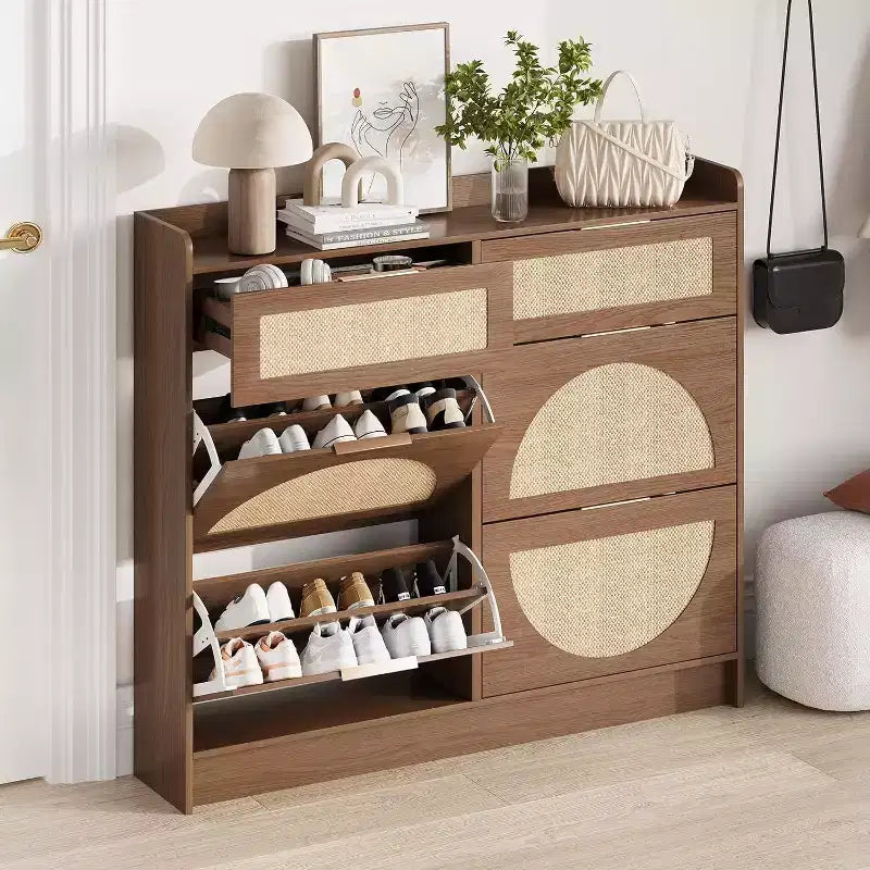 GustoWave 4 Turn Over Drawers Freestanding Shoe Storage Cabinet for Entryway, Hallway, Living Room