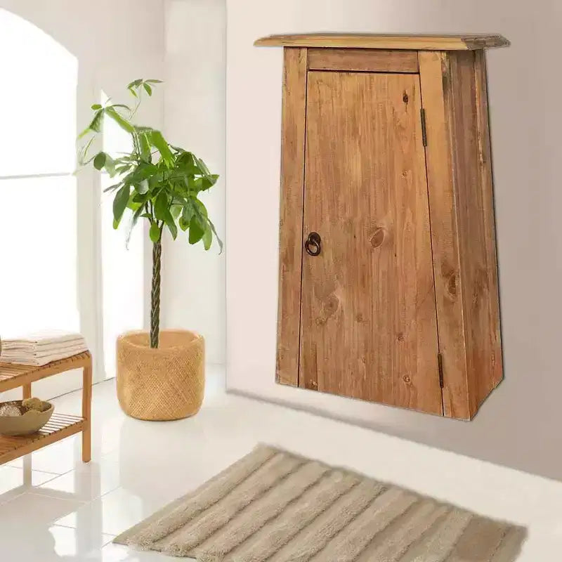 Wall Cabinet Brown Solid pine wood 16.5x9.1x27.6 in Wall Cabinet