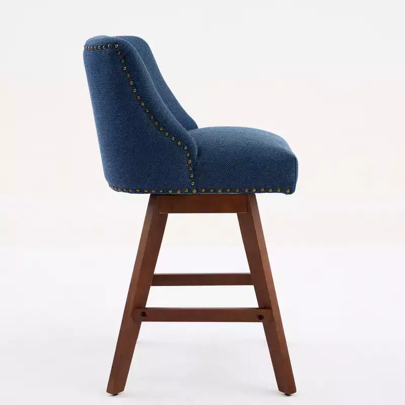 Spin Fabric Upholstered Wood 26'' Swivel Counter Stools (Set of 2)