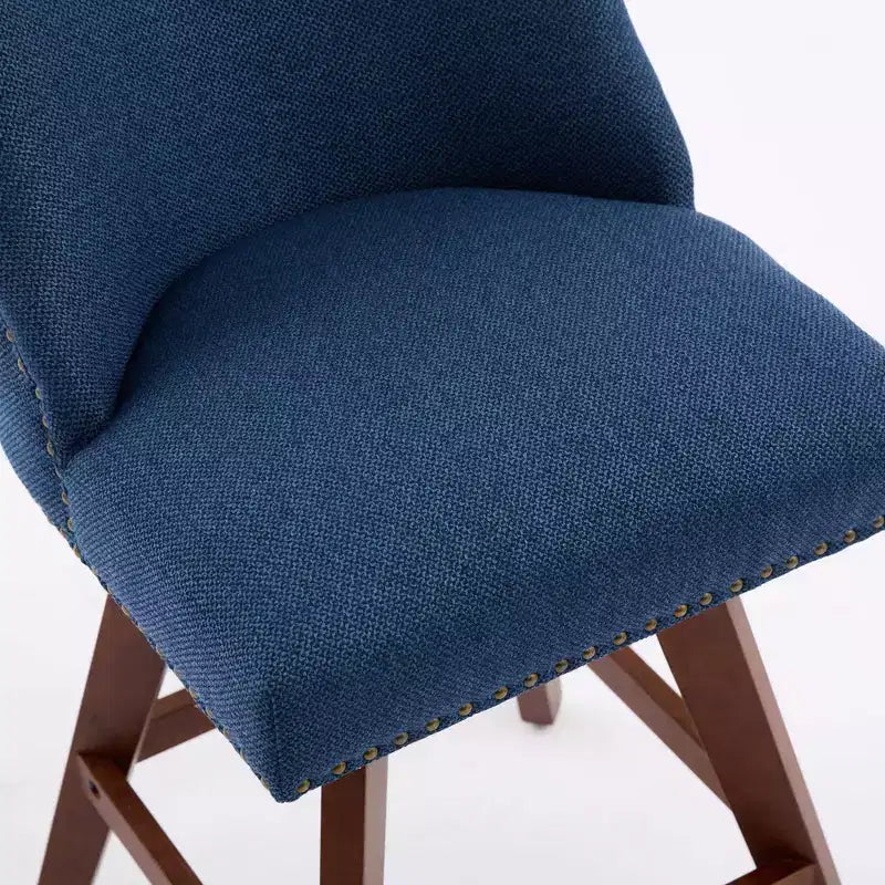 Spin Fabric Upholstered Wood 26'' Swivel Counter Stools (Set of 2)