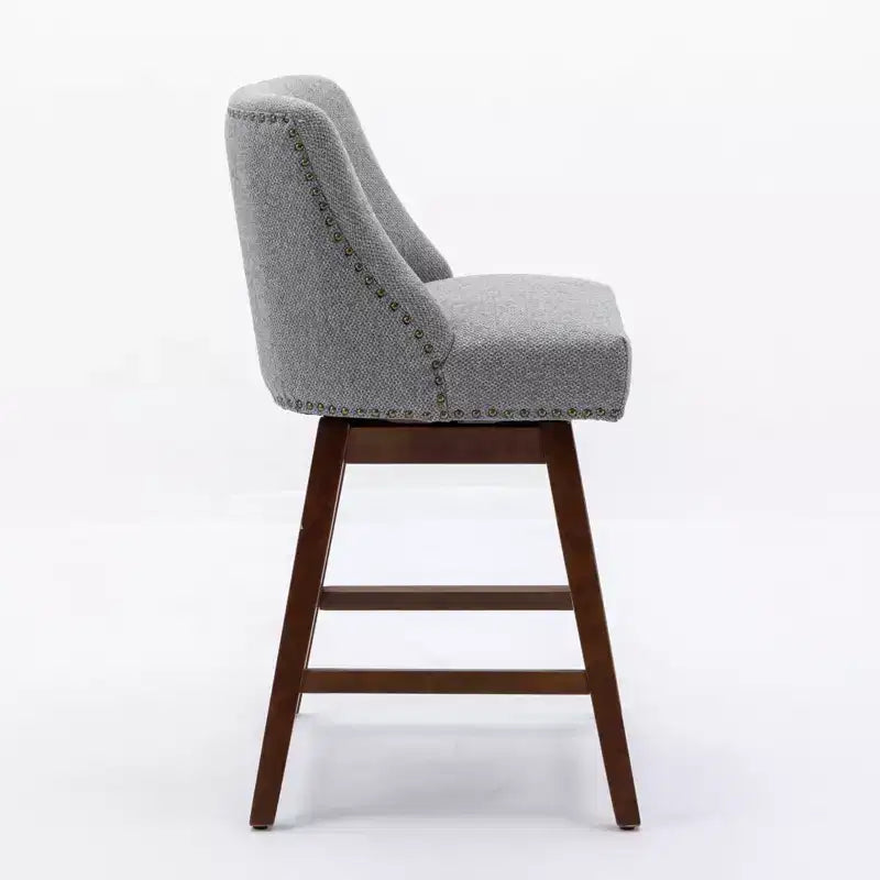 Spin Fabric Upholstered Wood 26'' Swivel Counter Stools (Set of 2)