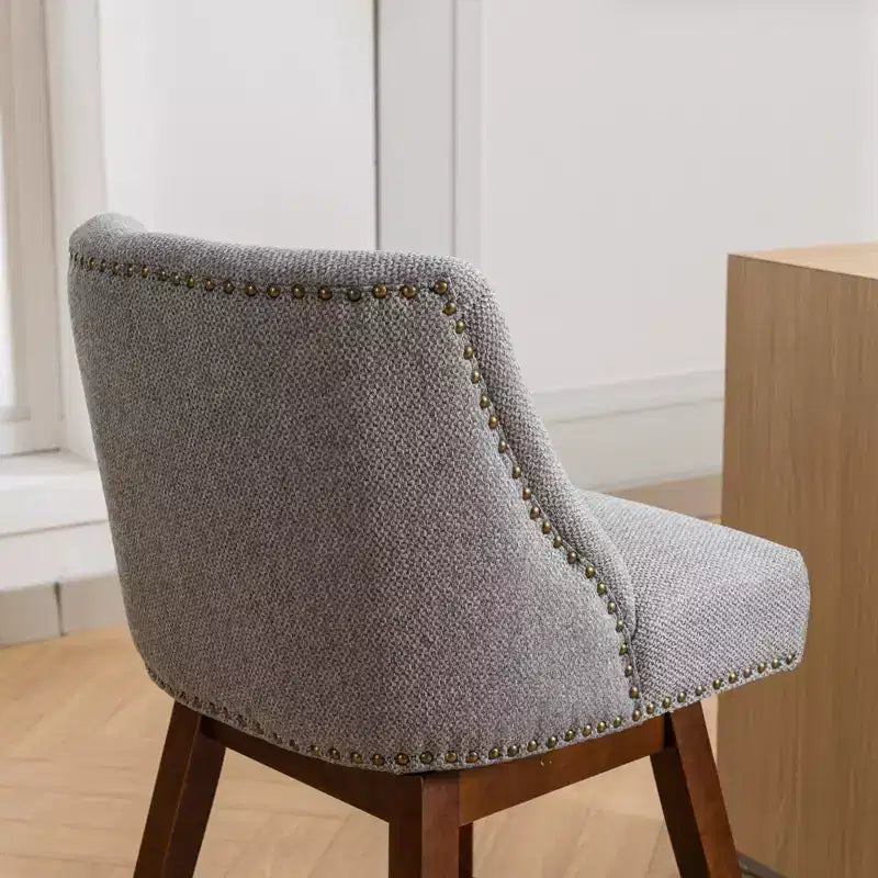 Spin Fabric Upholstered Wood 26'' Swivel Counter Stools (Set of 2)