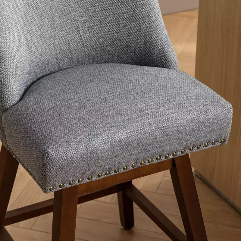 Spin Fabric Upholstered Wood 26'' Swivel Counter Stools (Set of 2)
