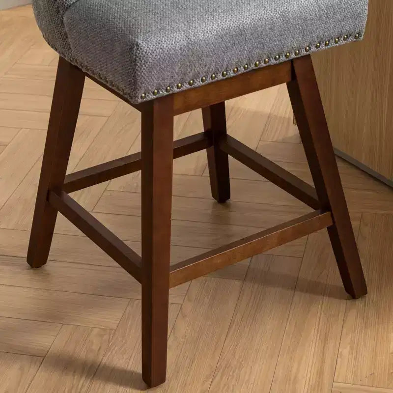 Spin Fabric Upholstered Wood 26'' Swivel Counter Stools (Set of 2)