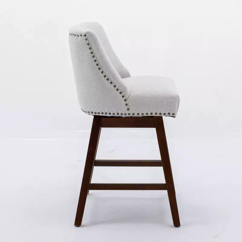 Spin Fabric Upholstered Wood 26'' Swivel Counter Stools (Set of 2)