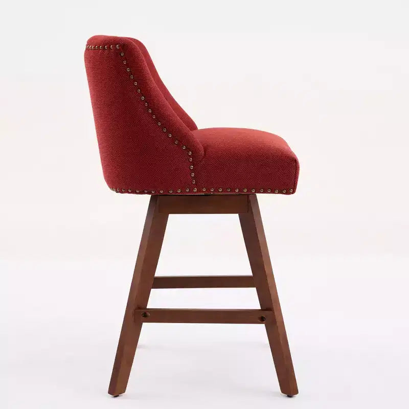Spin Fabric Upholstered Wood 26'' Swivel Counter Stools (Set of 2)