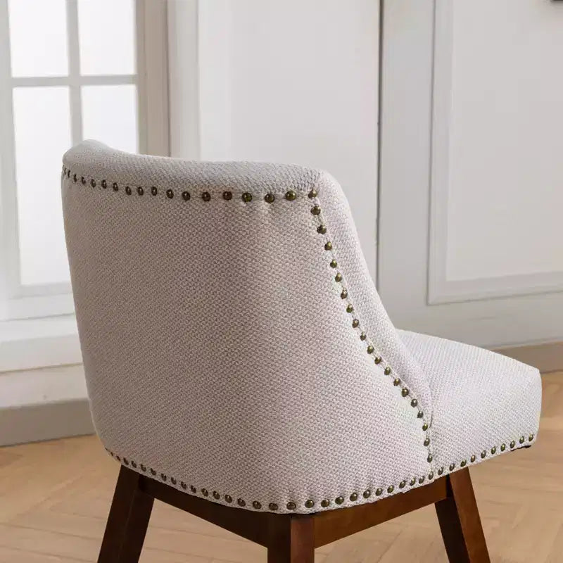 Spin Fabric Upholstered Wood 26'' Swivel Counter Stools (Set of 2)