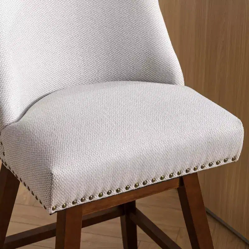 Spin Fabric Upholstered Wood 26'' Swivel Counter Stools (Set of 2)