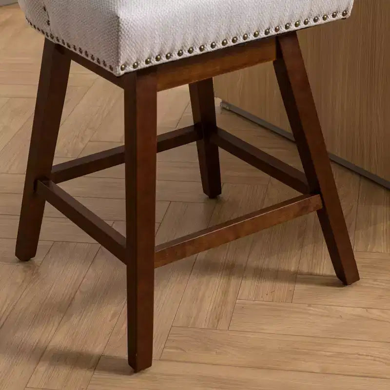 Spin Fabric Upholstered Wood 26'' Swivel Counter Stools (Set of 2)