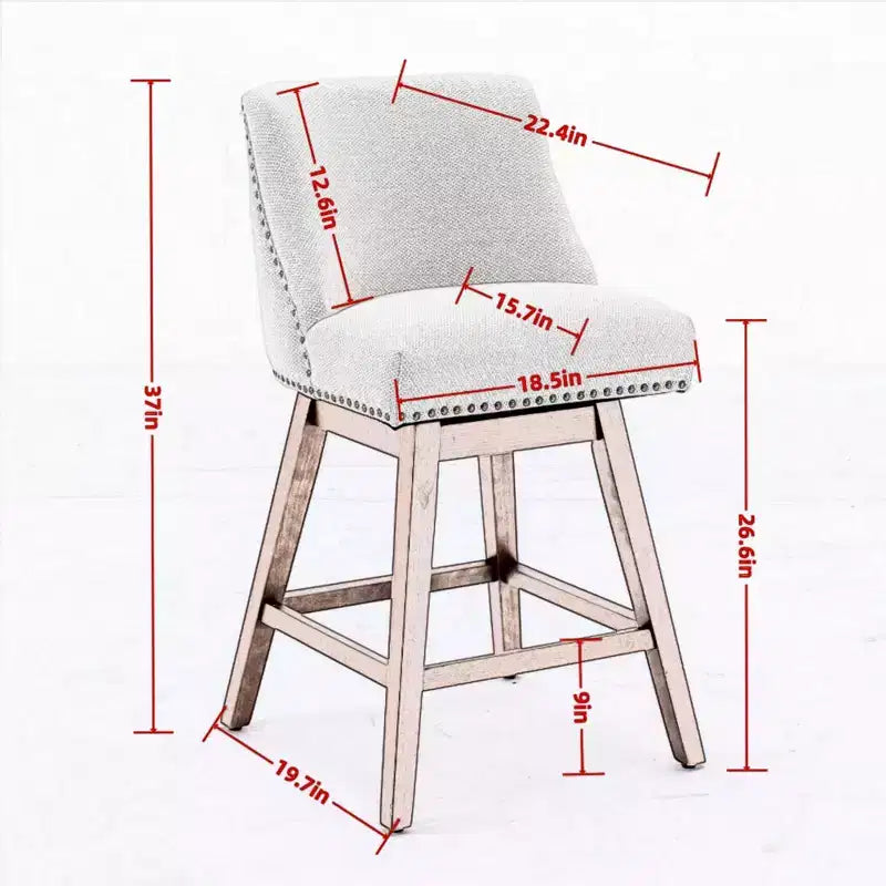 Spin Fabric Upholstered Wood 26'' Swivel Counter Stools (Set of 2)